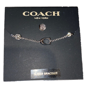 Coach C Slider Bracelet w/ Silver Crystal Accents